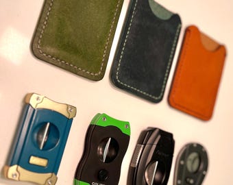 Havana Holster ~ Cigar Cutter Zippo Full Grain Leather Pouch Sheath