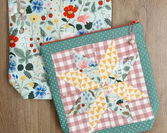 SMALL Project Bag | Patchwork Floral Star