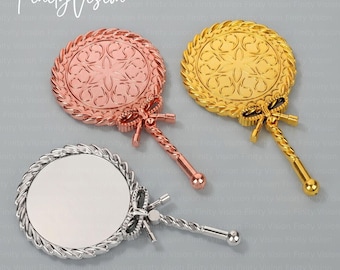 Vintage Baroque Handheld Makeup Mirror, Double Sided Magnifying Vanity Accessory