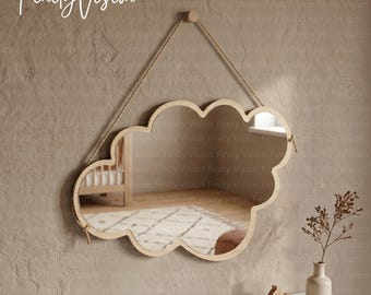 Onregelmatige wolkspiegel wanddecoratie, grillige wolkvormige wandspiegel, moderne decoratieve wandspiegels