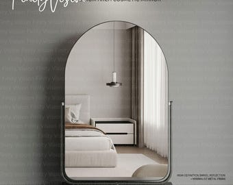 Gebogen gouden lijst staande make-upspiegel, verstelbaar make-upcosmetisch decor