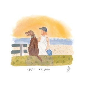 Best Friend | hand-painted wall art | original illustration | cute dog illustration | dated & signed art | gouache art