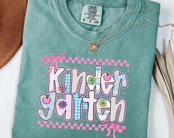 Comfort Colors® Teacher Shirt, Kindergarten Shirt for Back to School, Kindergarten Teacher Shirt, Teacher Appreciation, Pink Coquette Tee