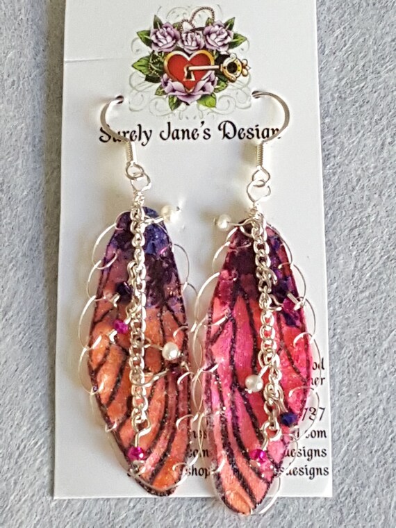 BluePurple Mystical Fairy Wing Earrings