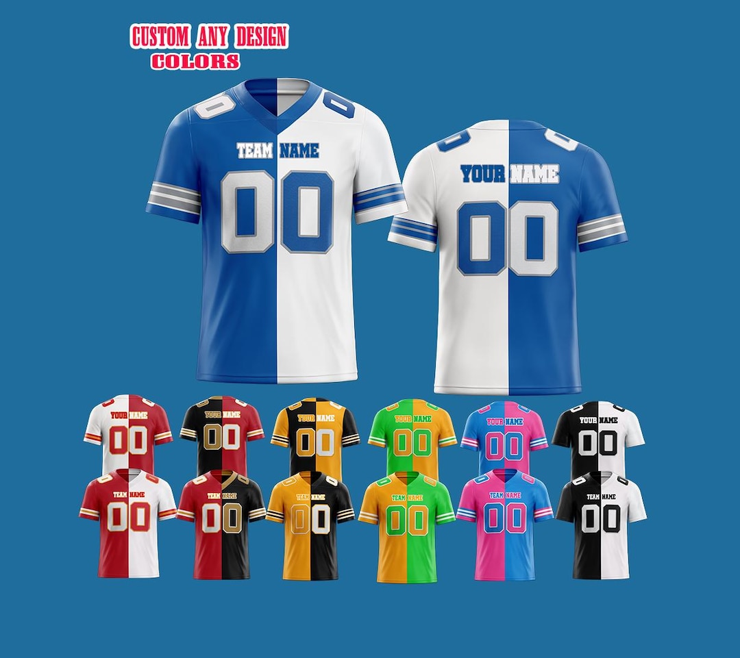 Custom Football Jersey, Custom Split Two-tone Jersey, Personalized Detroit  Lions Jersey Gift for Couple Team, Fans, Kids,toddler,mens,womens