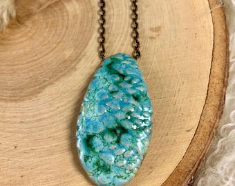 Mermaid Texture Ceramic & Beaded Necklace