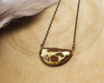 Animal Print Ceramic Half-Moon Necklace