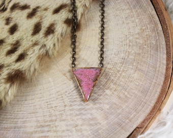 Dusty Pink Ceramic Triangle Necklace