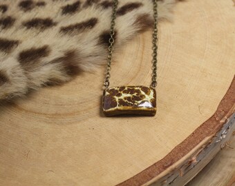 Golden Ceramic Rectangle Necklace