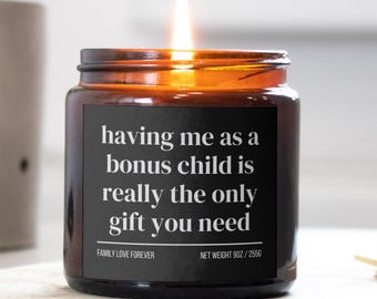Bonus Dad Birthday Gift From Bonus Child Having Me As A Bonus Child Candle Funny Bonus Dad Father&#39;s Day Gift Christmas Gift for Bonus Dad
