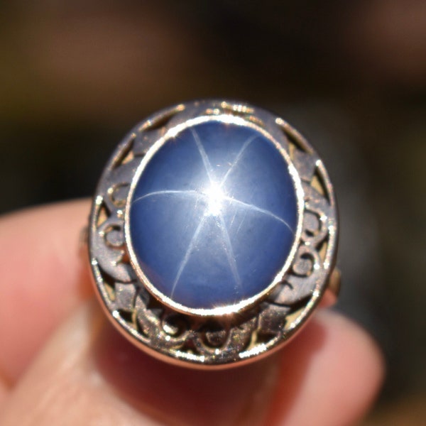 Blue Star Sapphire Ring - Etsy