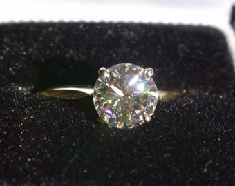 14K Yellow Gold Platinum Solitaire Diamond Engagement Ring 1.15 Carat J-SI1