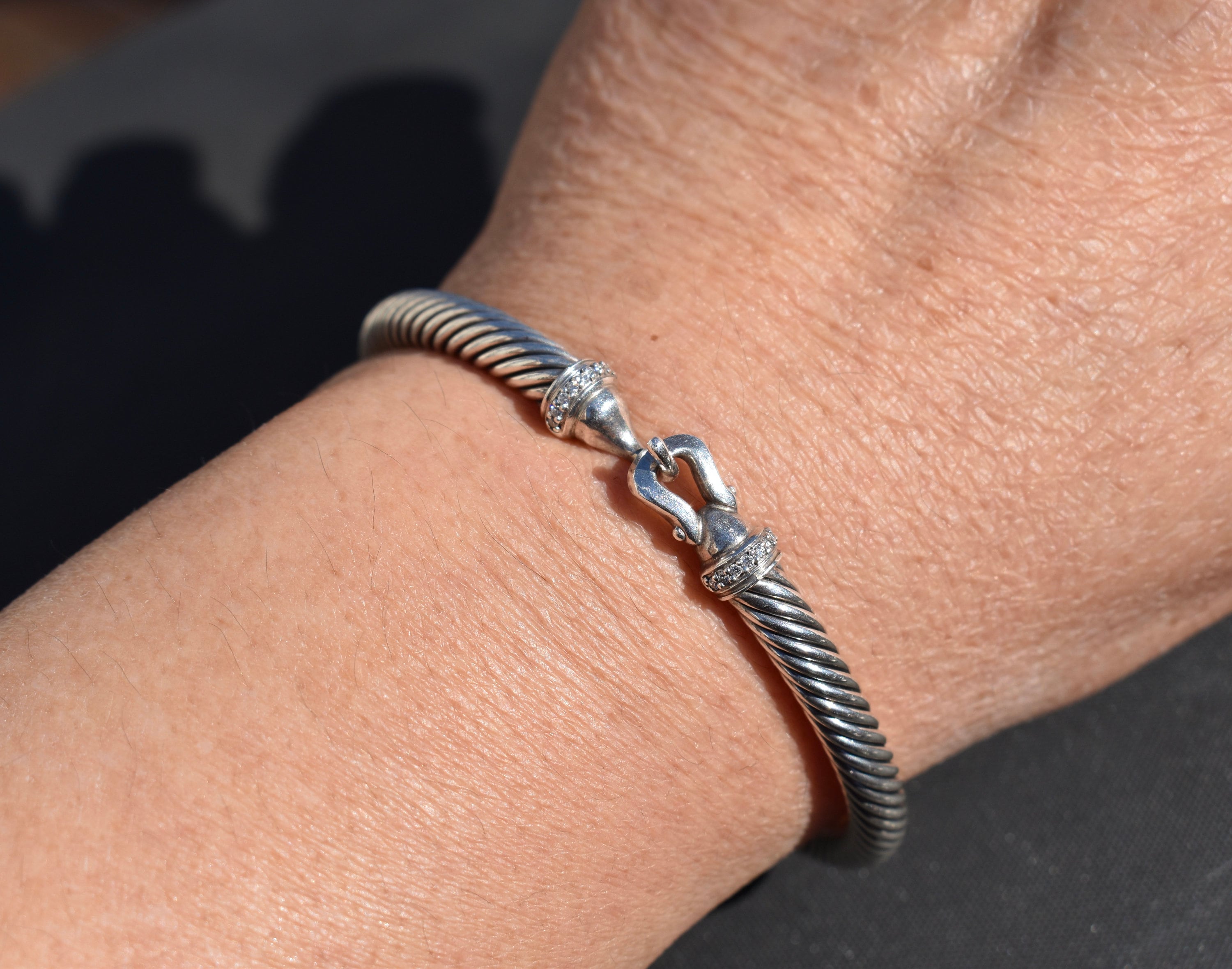 大人気の Diamond Silver Sterling Yurman David Buckle Etsy - Mm 5 Bracelet アクセサリー