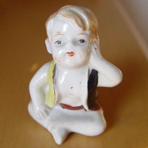 Vintage Porcelain Blonde Boy Figurine Made in Japan 2.5 inches