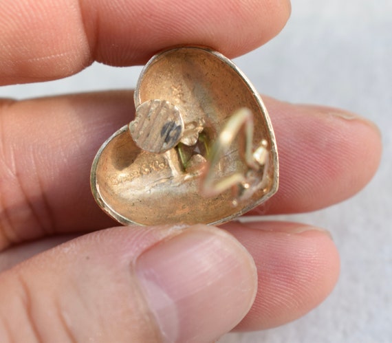 Etruscan Style 14K Yellow Gold Peridot Heart Shap… - image 4