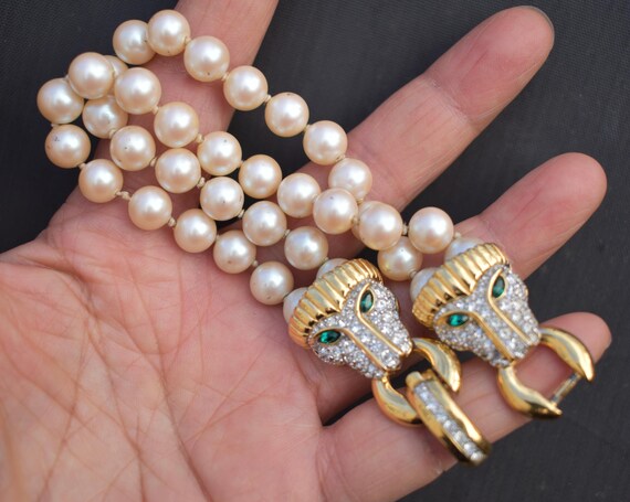 Givenchy Retro Bold Statement Rhinestone Lion Hea… - image 4