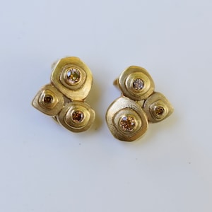 Alex Sepkus 18K Or Jaune Chocolat Naturel Couleur 0.2 Carats Diamant Clip sur Boucles dOreilles image 2