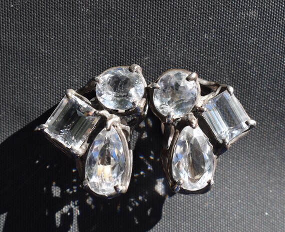 Statement Sterling Silver Brutalist Style Clear C… - image 2