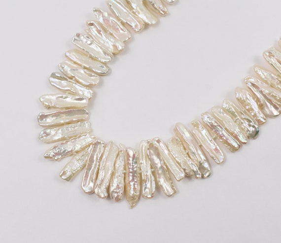 Designer Biwa Pearl Necklace with 14K Yellow Gold… - image 7