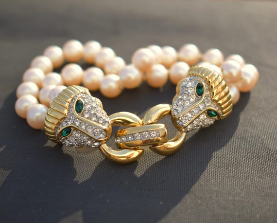 Givenchy Retro Bold Statement Rhinestone Lion Hea… - image 1