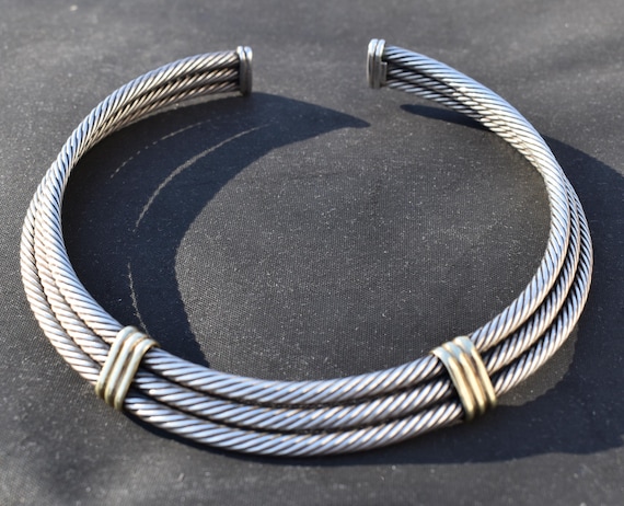 David Yurman Cable Bracelet in Gold & Silver David Yurman Twisted Cable Bracelet Necklace in Silver with Gold Accent display picture 1