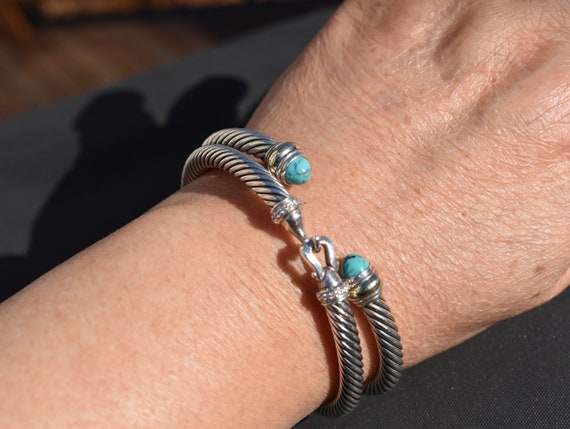 David Yurman Sterling Silver Diamond Buckle Bracelet 5 Mm - Etsy