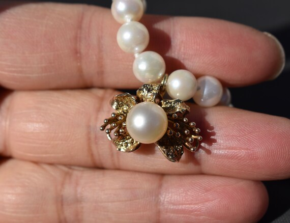 14K Yellow Gold Cultured Saltwater Pearl Necklace… - image 6