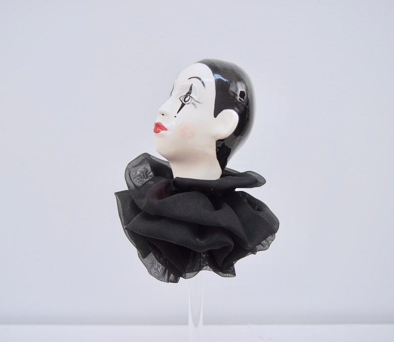 Vintage Pierrot Harlequin Ceramic Mime Doll Head on Lucite - Etsy