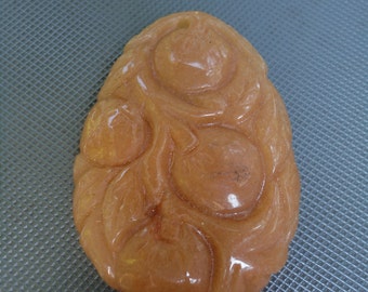 Vintage Stock Chinese Hand Carved Orange Quartz Bead for Pendant