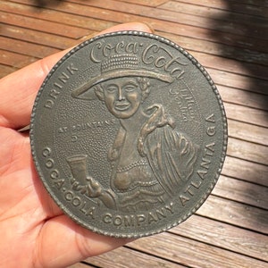 Vintage Drink Coca-Cola Lillian Nordica at Fountain Advertisement Belt Buckle Atlanta Georgia