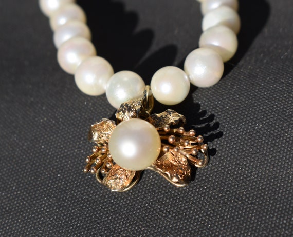 14K Yellow Gold Cultured Saltwater Pearl Necklace… - image 7