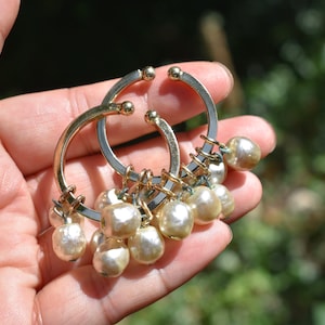 Amazing Pair Judith McCann HoopOn Earrings with Baroque Faux Pearl Cha Cha Dangles