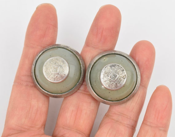 Vintage Ben Amun Clip-on Earrings Chinese Coin Se… - image 4