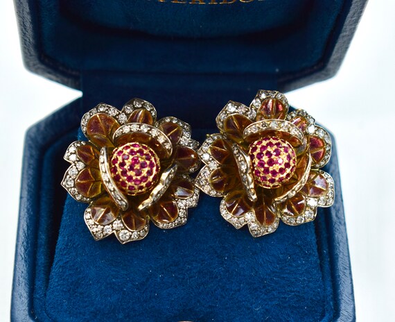 18K Gold Diamond Ruby Plique-A-Jour en Tremblant … - image 10