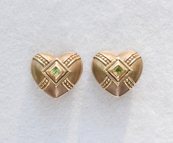 Etruscan Style 14K Yellow Gold Peridot Heart Shap… - image 6