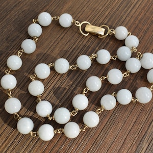 Ming&#39;s Honolulu 14K Yellow Gold Wire Wrapped White Jade Necklace 16&quot;