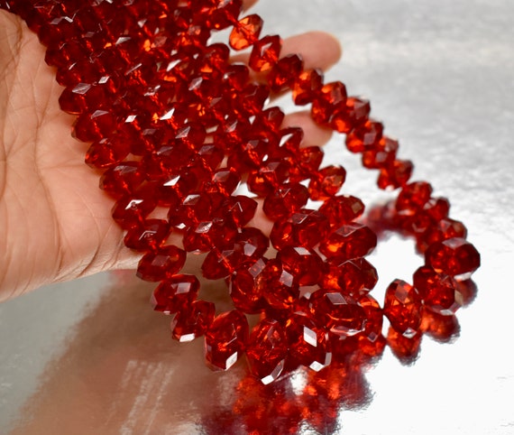 Festive Three Strand Faceted Cherry Red Lucite Ac… - image 4