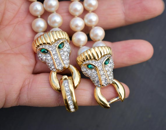 Givenchy Retro Bold Statement Rhinestone Lion Hea… - image 5