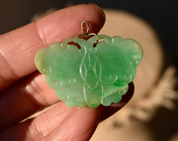 Antique C1880s Chinese Carved Jadeite Jade Butter… - image 3