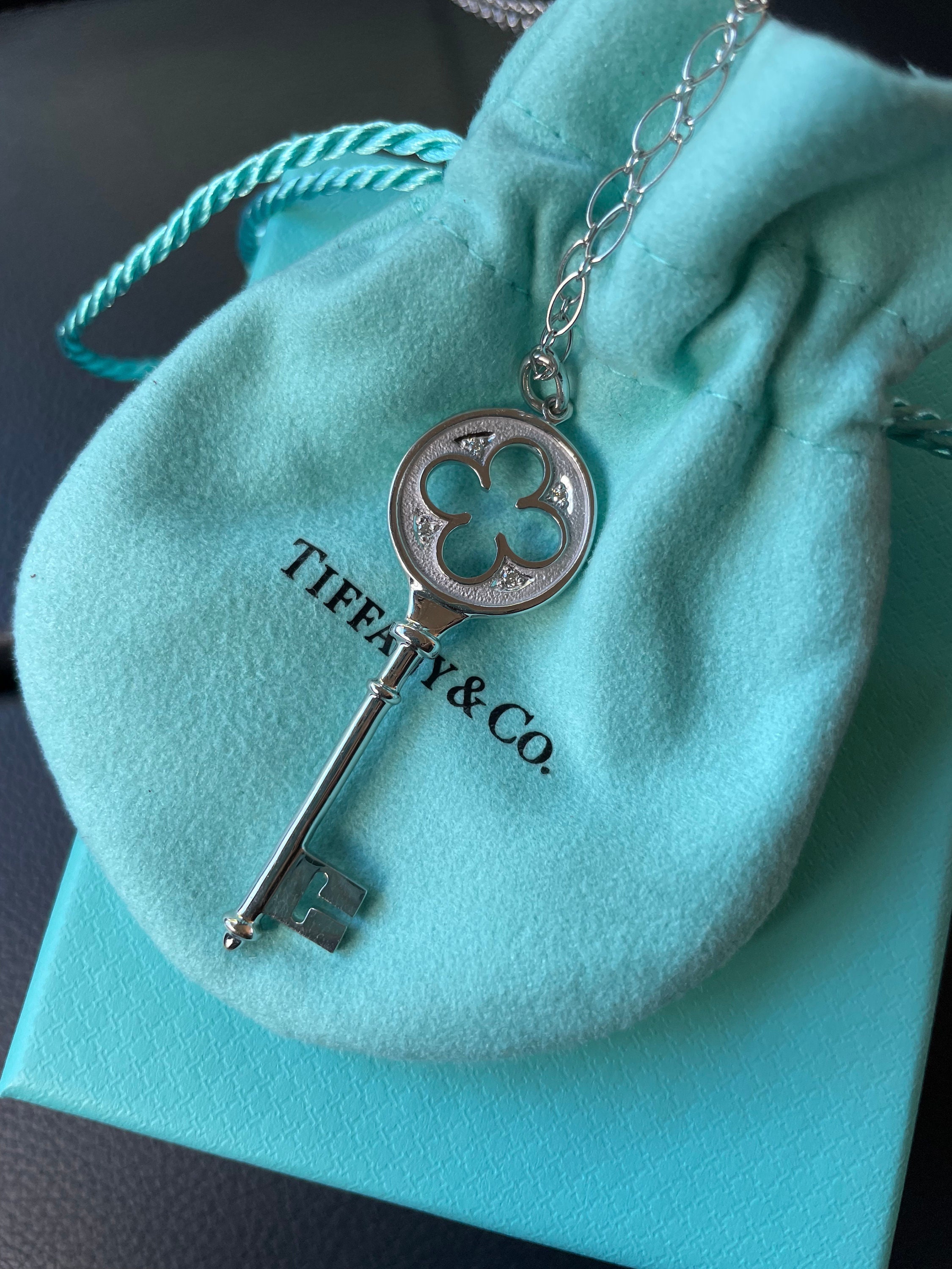 Tiffany & Co 18K Yellow Gold Oval Key Pendant Necklace