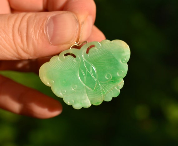 Antique C1880s Chinese Carved Jadeite Jade Butter… - image 2