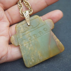 Warring States Chinese Archaic Jade Pendant 14K Yellow Gold
