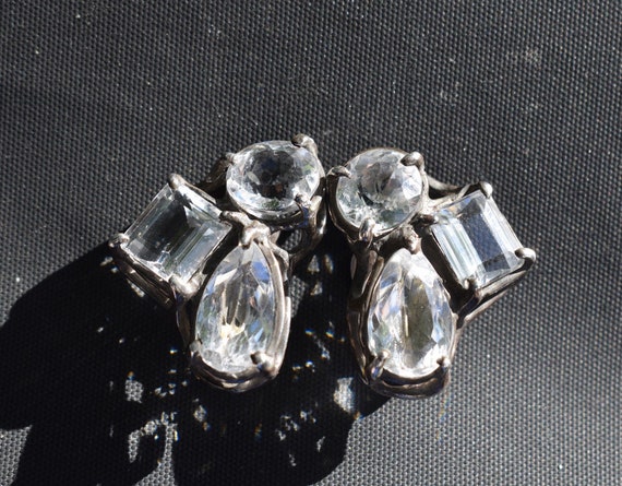 Statement Sterling Silver Brutalist Style Clear C… - image 5
