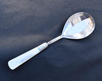 Wiktoriańska duża łyżka do serwowania z uchwytem ze srebra próby 925, srebrna miska z uchwytem do mopa, 8,5 cala