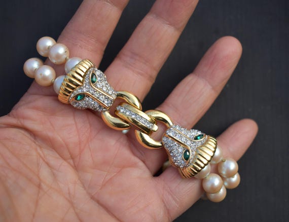 Givenchy Retro Bold Statement Rhinestone Lion Hea… - image 7