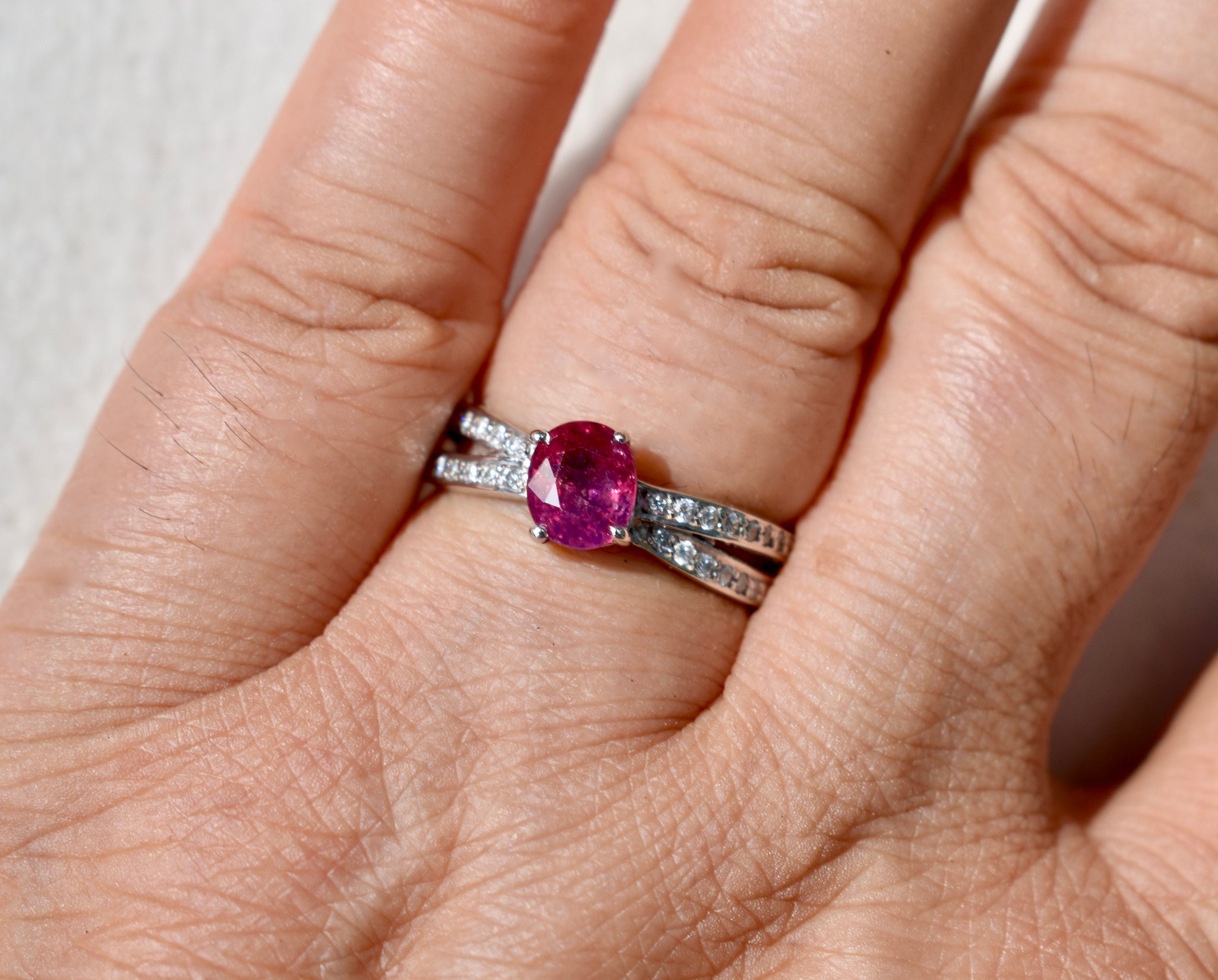 Certified No Heat Ruby Diamonds 18K WG 1.42CTW Crossover
