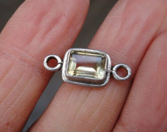 Vintage Supply for jewelry Making - Sterling Silver Citrine Glass Connector
