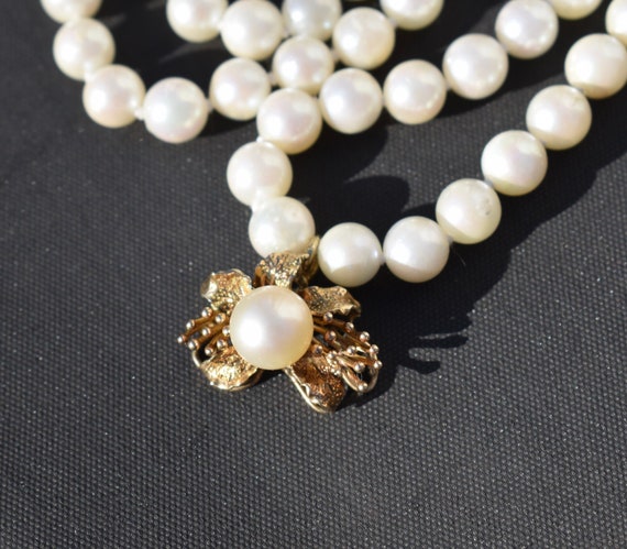 14K Yellow Gold Cultured Saltwater Pearl Necklace… - image 1