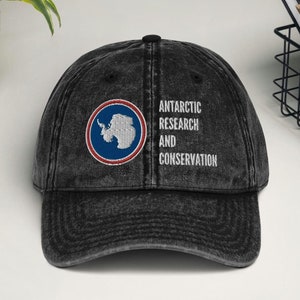 Antarctic Emblem Vintage Cap - Geeky Denim Baseball Hat - Science Research And Conservation Patch -South Pole - Polar Circle Voyage Dad Hat