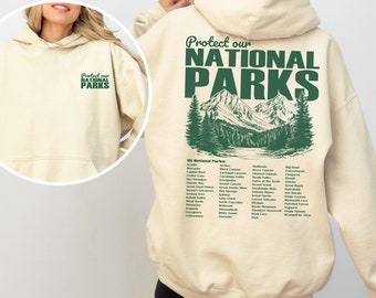 US National Parks Hoodie Protect Our Parks Hooded Sweatshirt Mountain Hoodie Park Ranger Outdoor Shirt Forestcore Granola Girl Indie Hoodie